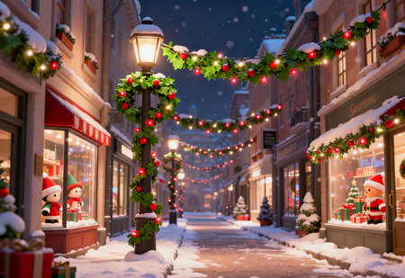 Christmas decoration on the street in the old town of Tallinn, Estoniaの素材