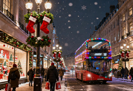 Christmas market in London, UK. Christmas market is a major tourist attraction in London.の素材