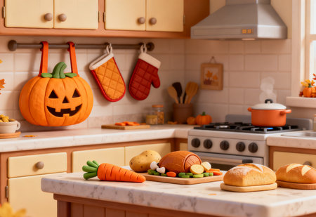 Halloween food in the kitchen. The concept of preparing for the holiday.の素材