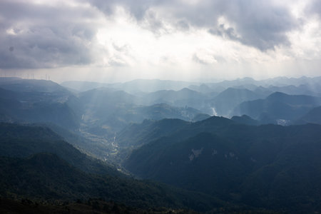 Sunset over the mountainsの写真素材