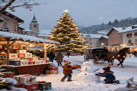 Christmas market in Bad Toelz, Austriaの素材