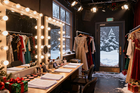 Beauty and fashion concept. Makeup room with mirror, mirror and mirror.の素材