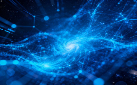 Abstract technology background. Network connection structure. Big data visualization. 3D renderingの素材