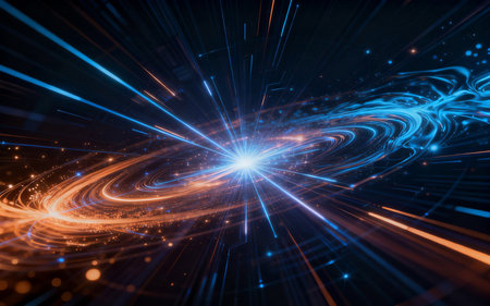 abstract galaxy, computer generated fractal background, 3D renderingの素材