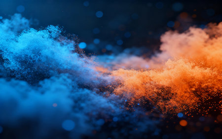 Explosion of colored dust on black background. 3d rendering.の素材