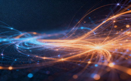 Futuristic technology wave background. 3d rendering, 3d illustration.の素材