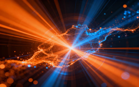 Abstract background with glowing particles. 3d rendering, 3d illustration.の素材