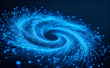 3d illustration of abstract technology background with glowing particles. Network conceptの素材