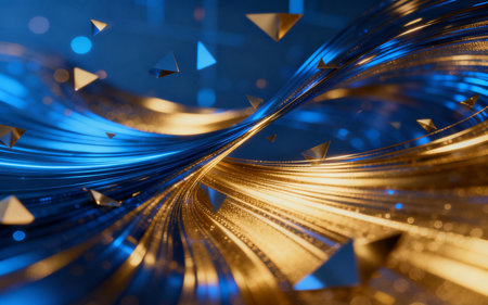 Abstract technology background. 3D illustration with DOF and lights.の素材