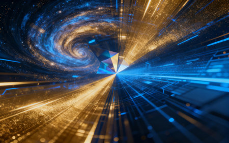 3D rendering of abstract technology concept background. Hi-tech circuit board illustration.の素材