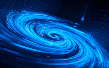Abstract blue background with glowing lines, 3d rendering computer digital illustration.の素材