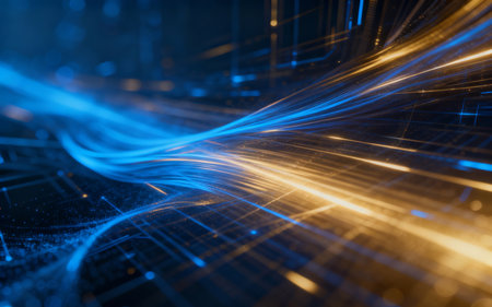 Futuristic technology background (futuristic interface) with glowing lines.の素材