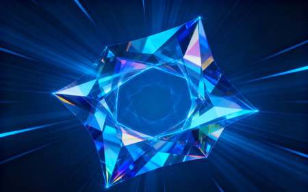 Blue diamond on a dark background. 3d rendering. Computer digital drawing.の素材