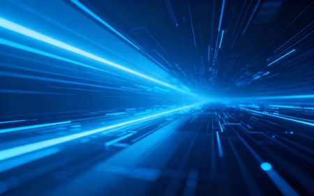 Futuristic abstract technology background with glowing lines. 3D Renderingの素材