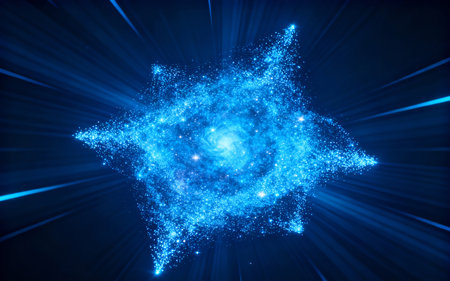 Abstract blue star in space, computer generated abstract background, 3D renderingの素材