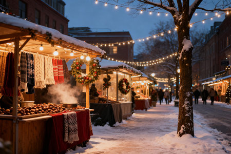 Christmas market in the old town of Gdansk, Poland.の素材