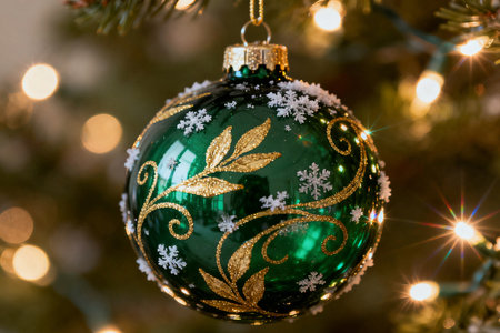 Christmas and New Year holidays background. Decorated Christmas tree on blurred background.の素材