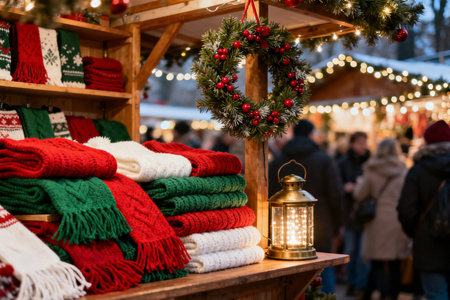 Christmas market in Vilnius, Lithuania. Traditional christmas fair in Vilnius.の素材