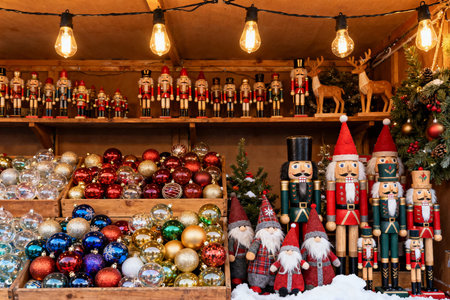 Christmas market in Riga, Latvia. Christmas decorations and gifts.の素材