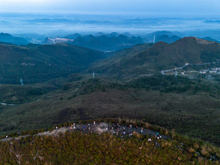 Aerial view of the mountain scenery in Hangzhou, China.の写真素材
