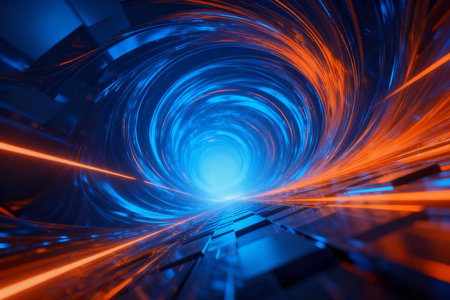 Futuristic technology tunnel. 3d rendering, 3d illustration.の素材