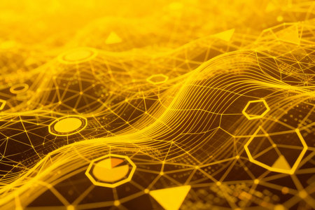 Abstract technology background with hexagons and lines. 3D illustration.の素材