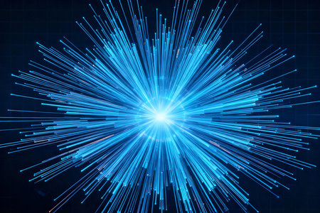 Abstract background with blue rays and space for text, vector illustration.の素材