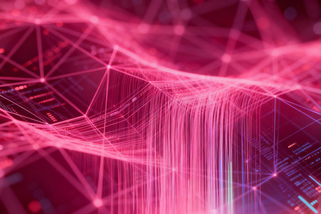 3d rendering of technology abstract digital background. Network connection structure.の素材