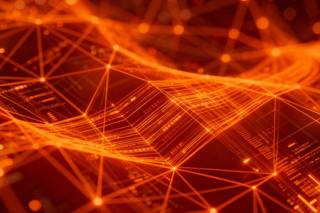 Abstract technology background. Network connection structure. 3d rendering. Big data visualization.の素材