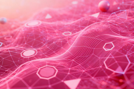 3d rendering of abstract technology digital background. Network connection structure.の素材