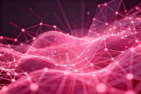 3D rendering of abstract technology background. Network connection structure. Big data visualization.の素材