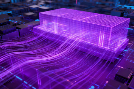 3d rendering of abstract digital technology background. High tech concept.の素材