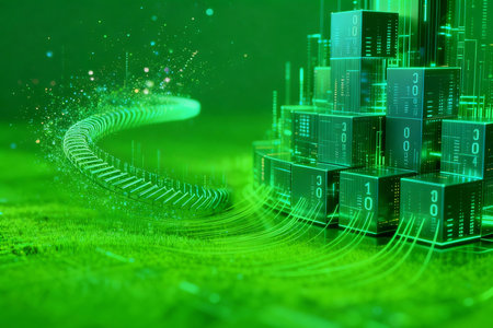 financial graph on green abstract background. 3d rendering toned imageの素材