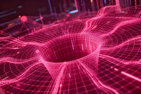 3d illustration of abstract technology background. Digital data visualization. Network connection structure.の素材