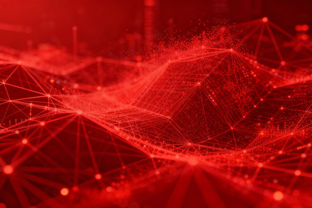 3D rendering of abstract digital technology background. Network connection structure. Big data visualization.の素材