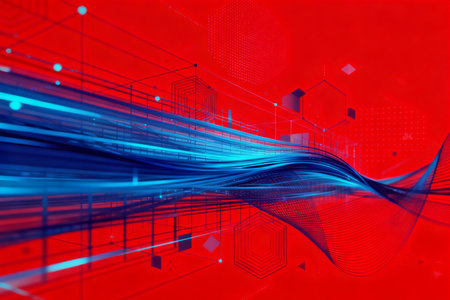 Abstract blue technology background. 3d rendering, 3d illustration.の素材