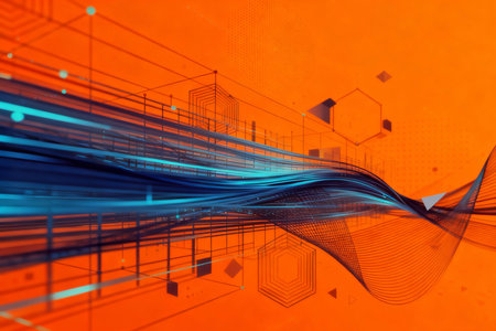 3D rendering of abstract technology background. Network connection structure. Digital data visualization.の素材