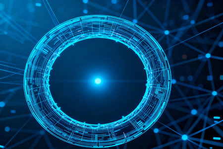 3D rendering of abstract technology background. Concept of big data.の素材