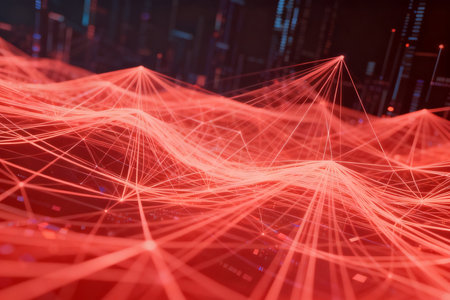 3D illustration of abstract technology background. Network concept. Big data visualization.の素材