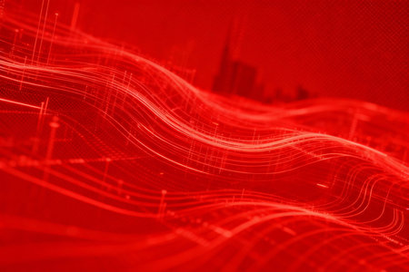 financial graph on red abstract background. Finance and stock market concept.の素材