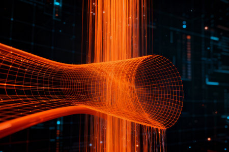 Abstract technology background with glowing lines. 3d rendering toned imageの素材