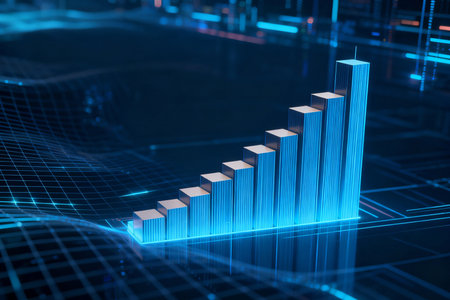 3d rendering of financial graph on digital background. Stock market conceptの素材