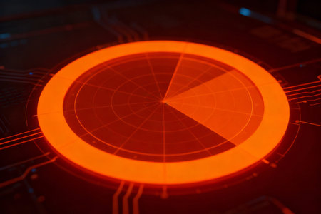 Futuristic target on the circuit board. 3d rendering.の素材