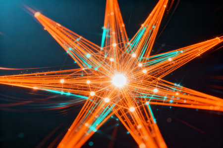 abstract light background with bokeh defocused lights and starsの素材