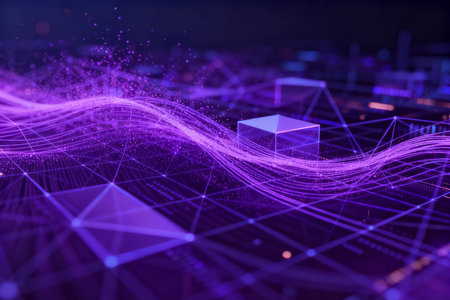 3d rendering of abstract digital technology background. Network connection concept.の素材