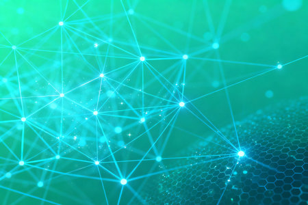 Abstract blue technology background. Network connection structure. 3d rendering.の素材