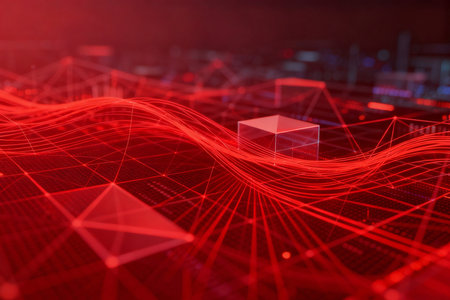 3D rendering of abstract technology digital background. Network connection concept.の素材