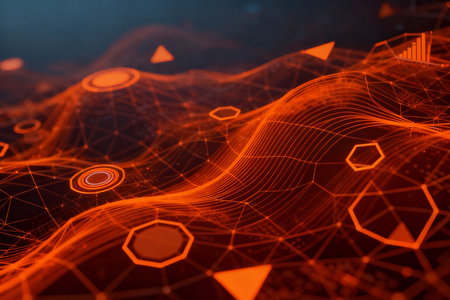 Abstract technology background. Network connection structure. Big data visualization. 3D renderingの素材