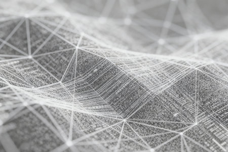 Abstract technology background. Network connection structure with lines and dots. 3d renderingの素材