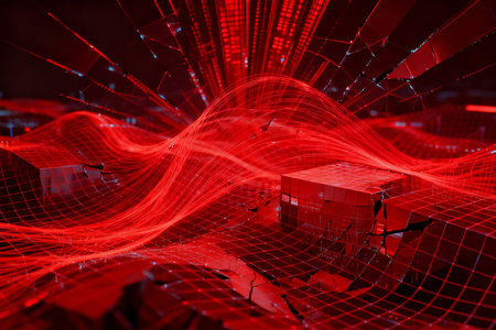 3D rendering of abstract technology digital hi tech background. Communication conceptの素材